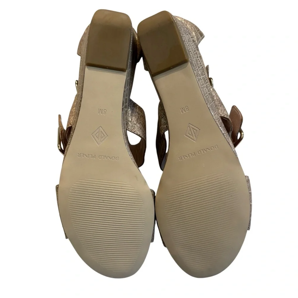 Donald Pliner Olive Wedge Sandals Metallic Gold Rose, Sz 8 - Picture 15 of 15